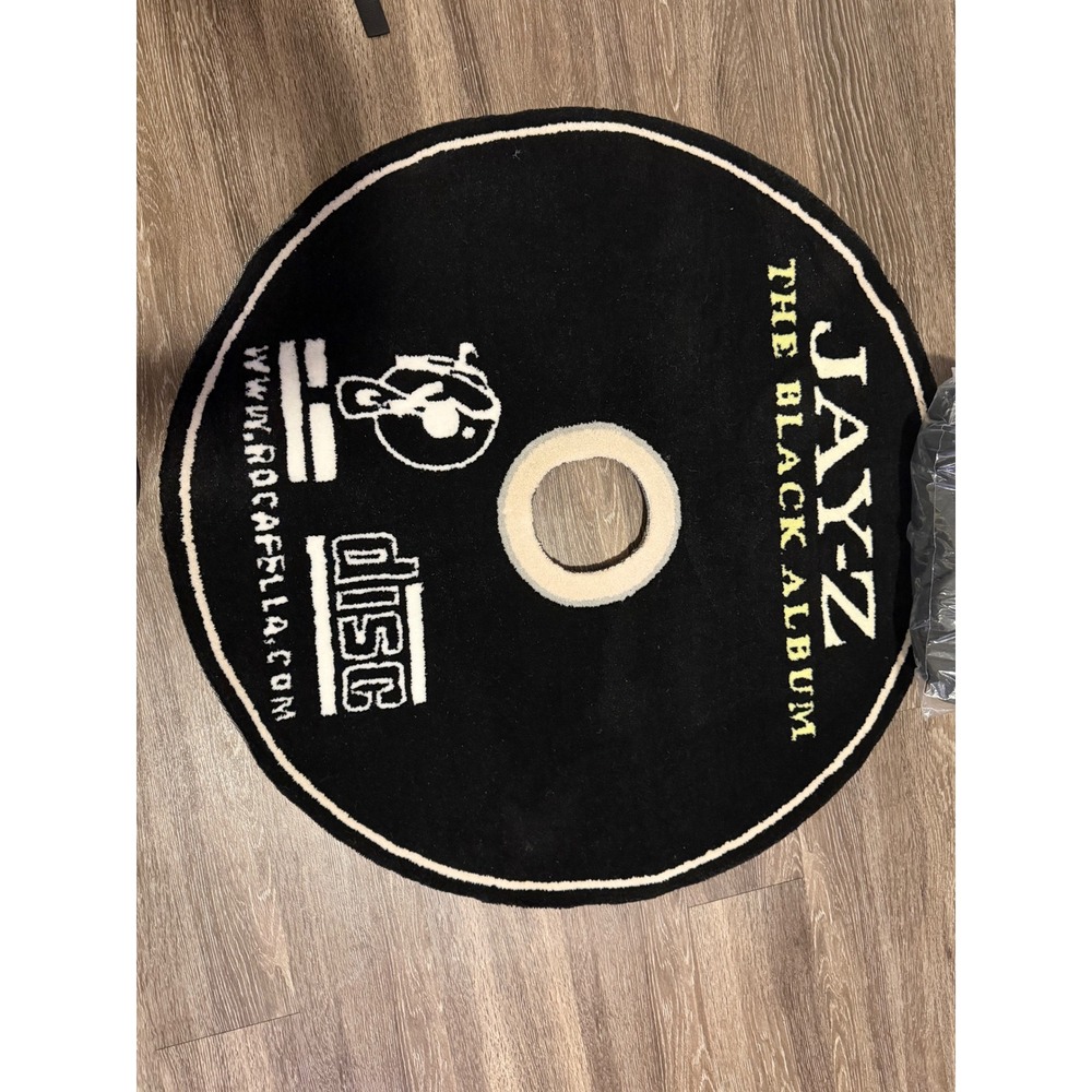 Jay-Z The Black Album CD Circular Tufted Rug Roc-A-Fella Records Hip Hop Decor
